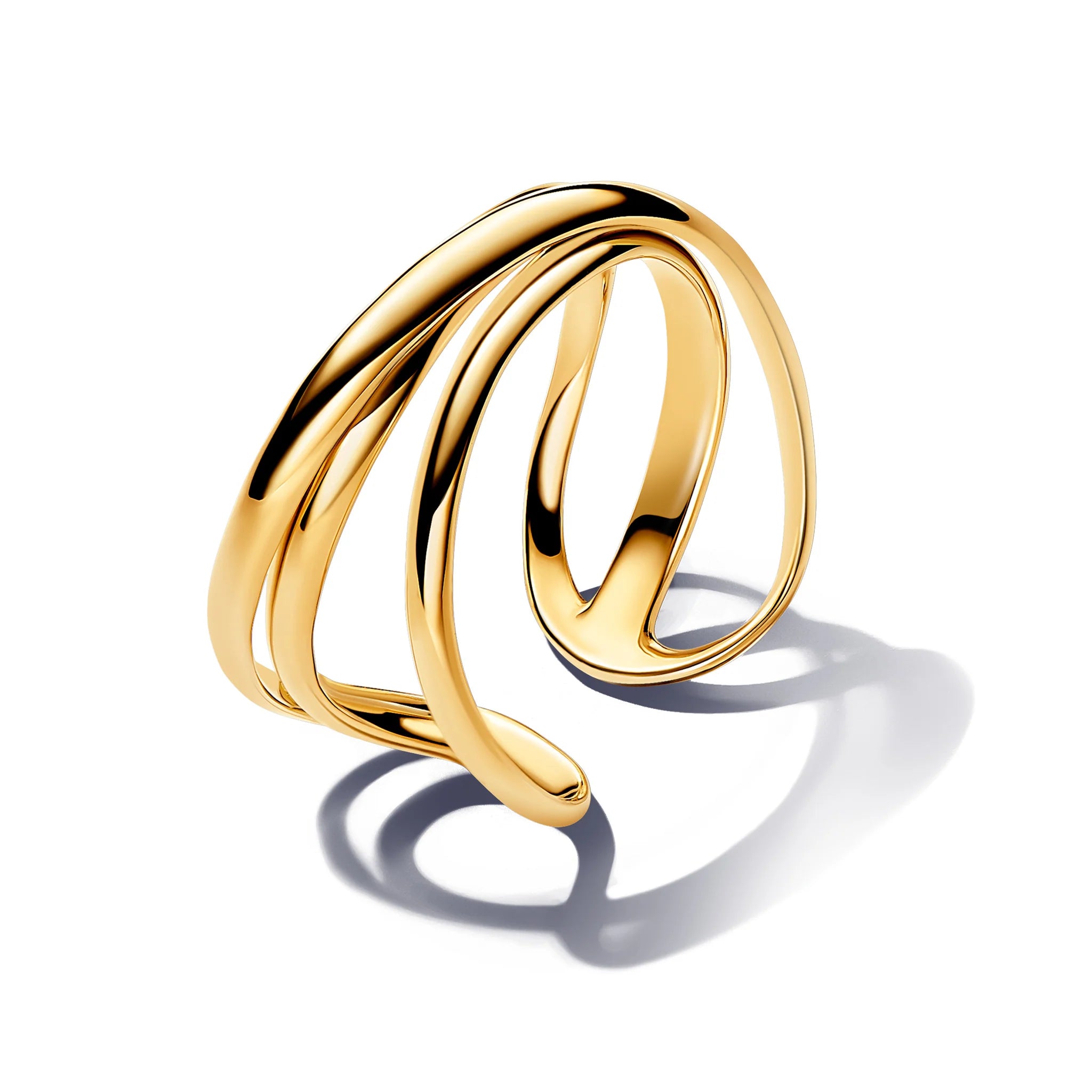 YJ Organically Shaped Triple Band Open Ring