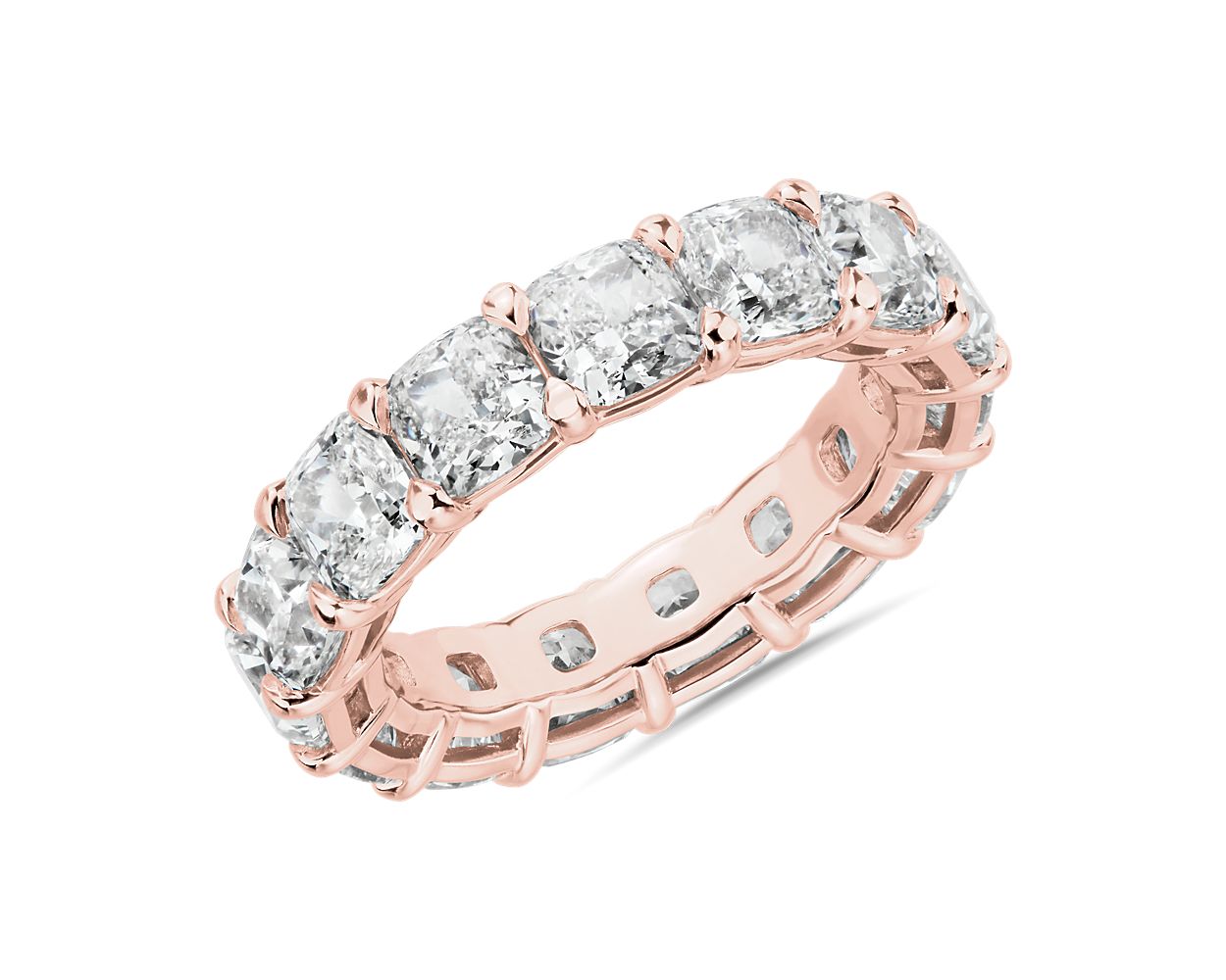 YJ Diamond Cushion Cut Eternity Ring In 14k Rose Gold