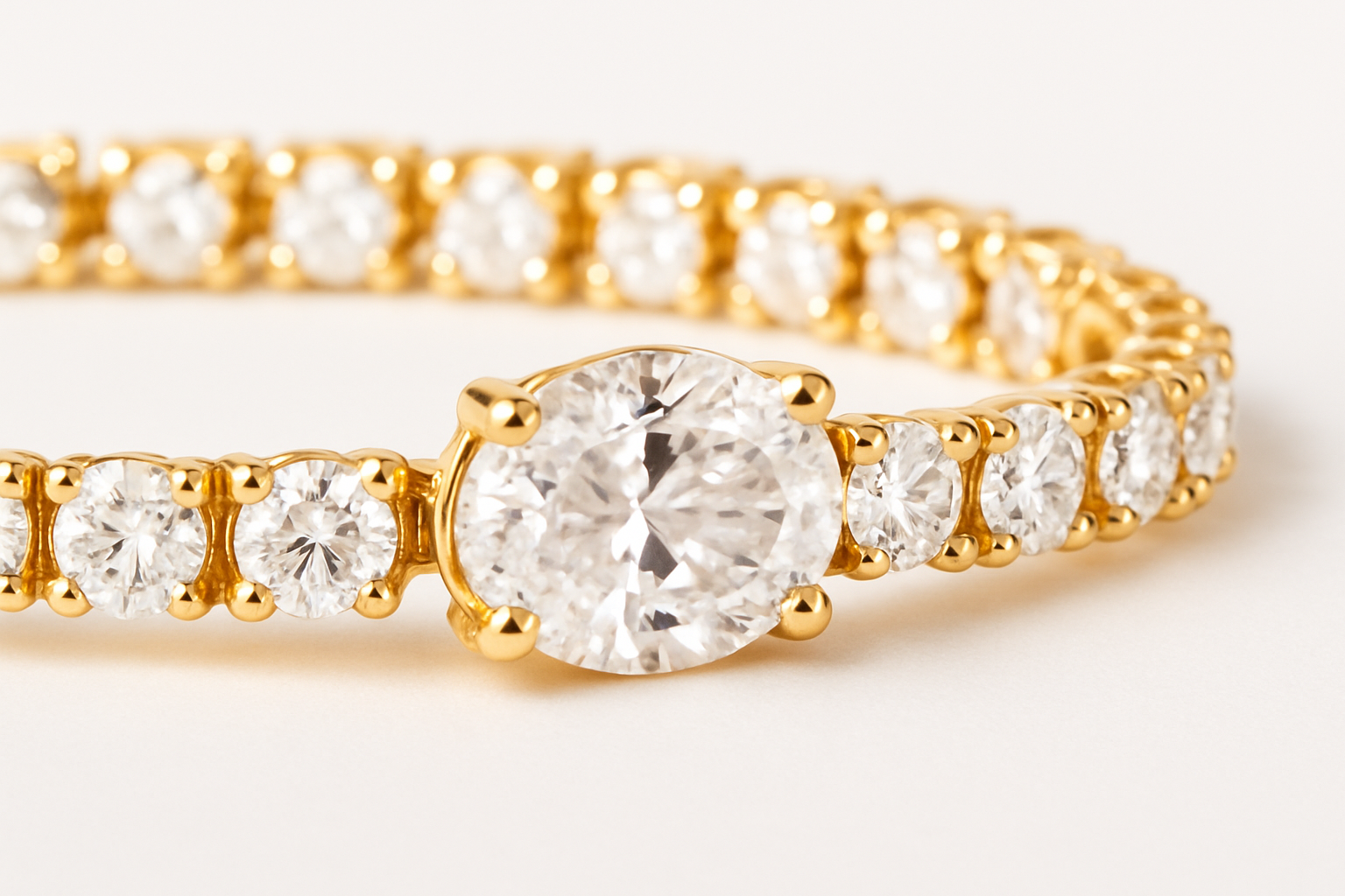 Close-up of the bracelet showing the center stone and diamond details