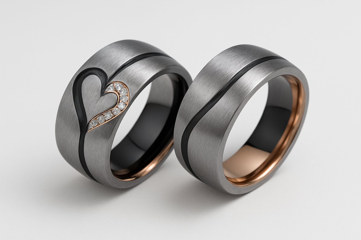Couple's ring set laying flat