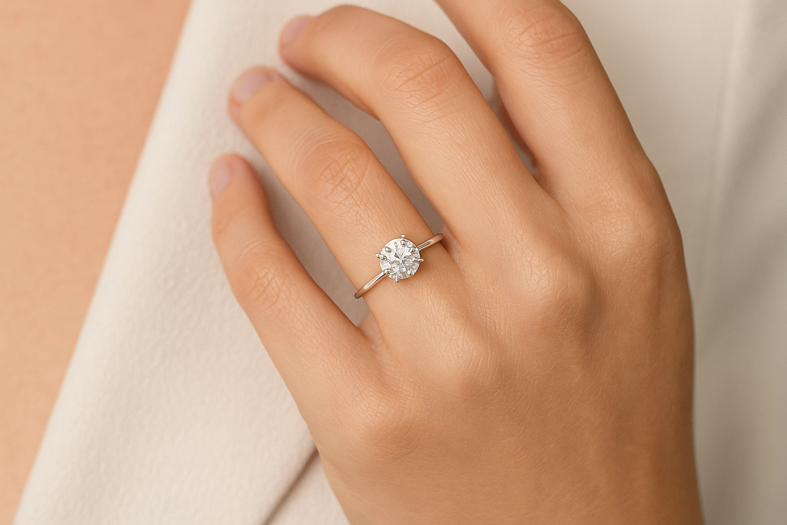 Ring shown on a hand demonstrating scale and wearability