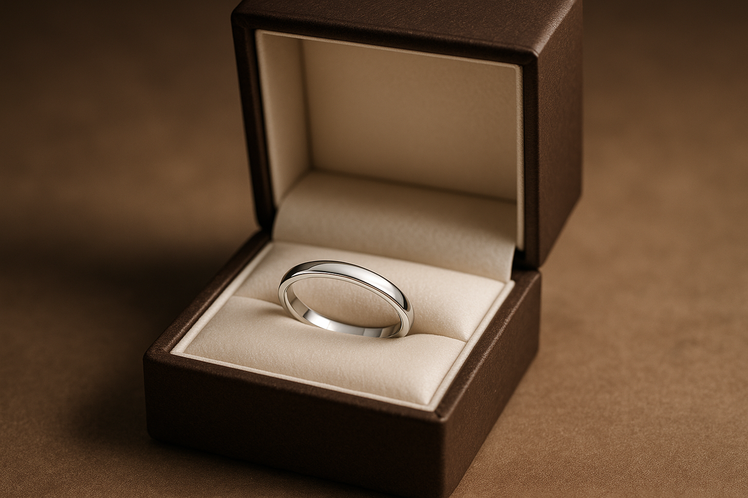 White gold ring in jewelry box