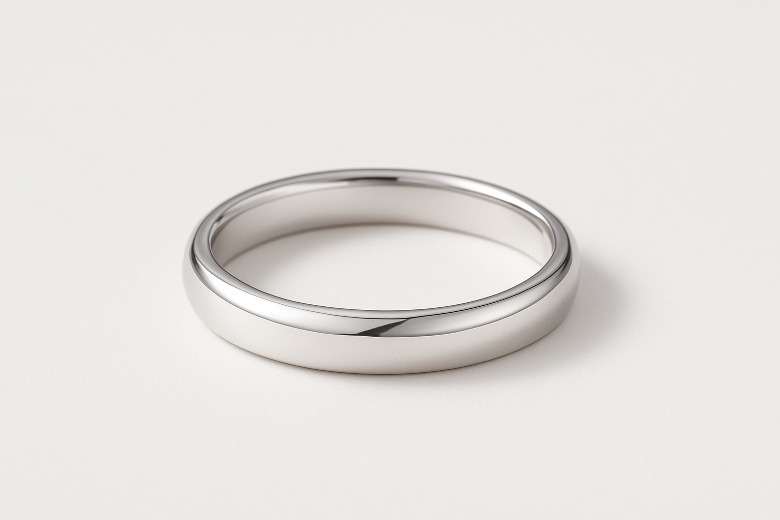 White gold ring laying flat