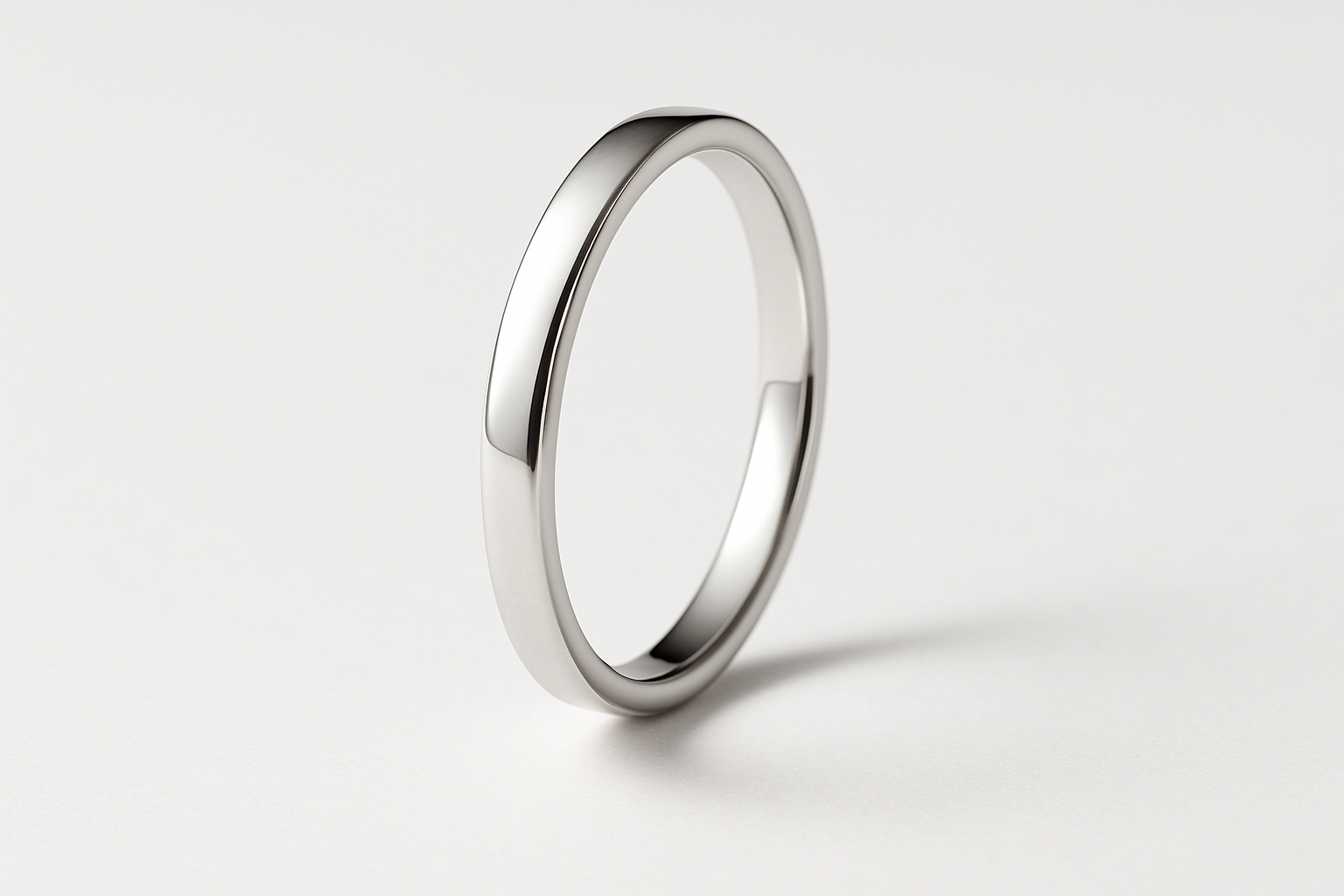 White gold ring standing upright